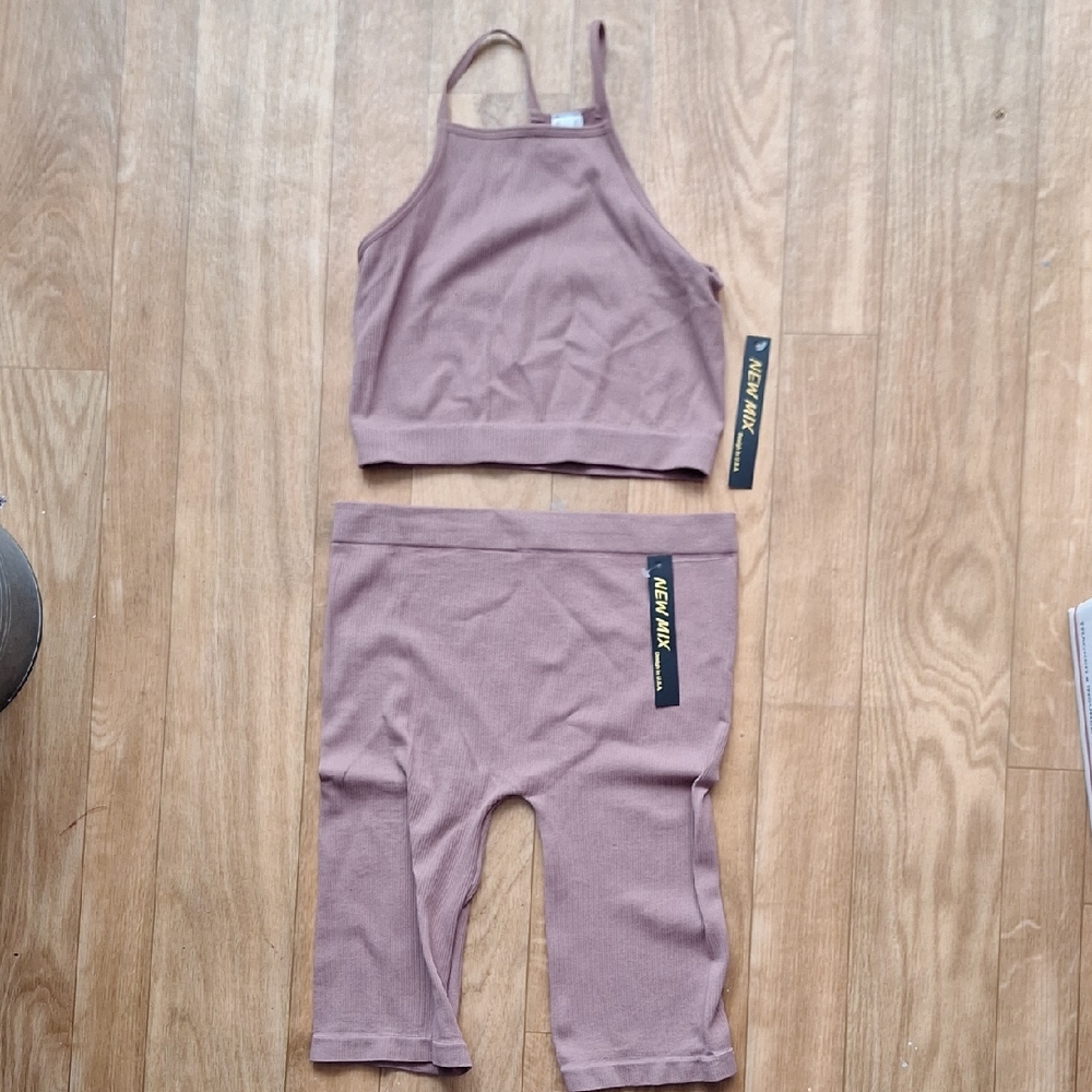 New Mix Dusty Pink Ribbed Set